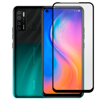 Защитное стекло для телефона Tecno Spark 5 Pro (KD7) противоударное полноэкранное черное