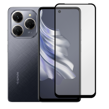 Защитное стекло для телефона Tecno Spark 20 Pro (KJ6) противоударное полноэкранное черное