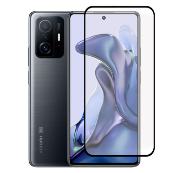 Защитное стекло для телефона Xiaomi 11T противоударное полноэкранное черное