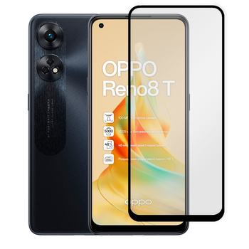 Захисне скло для телефона OPPO Reno 8T 4G протиударне повноекранне чорне