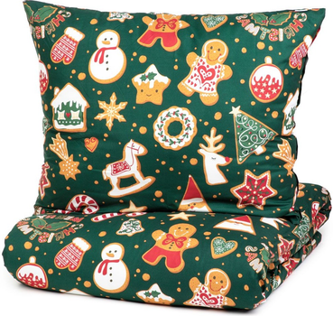 Komplet pościeli Homla Grinchy Poszewka na pościel 220 x 200 cm + 2 poszewki na poduszki 70 x 80 cm z mikrofibry z motywem świątecznym Zielony (5904183858586)