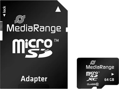 MicroSDXC MediaRange 64 GB microSDXC Class 10 + SD Adapter MR955