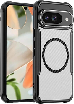 Чехол бампер для Google Pixel 9 противоударный MagSafe AirBag carbon fiber Black
