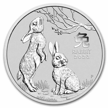 Серебряная монета Австралии Год Кролика от Perth Mint 1/2 унции 2023