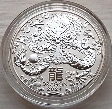 Серебряная монета Австралии Год Дракона от Perth Mint 1/2 унции 2024