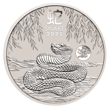 Серебряная монета Австралии Год Змеи с пометкой дракона от Perth Mint 2025. Тираж 30 000