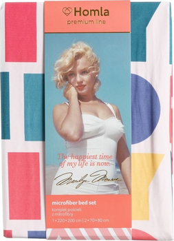 Komplet pościeli Homla Monroe Summer Poszewka na pościel 160 x 200 cm + 2 poszewki na poduszki 70 x 80 cm z mikrofibry Biały (5906496729515)