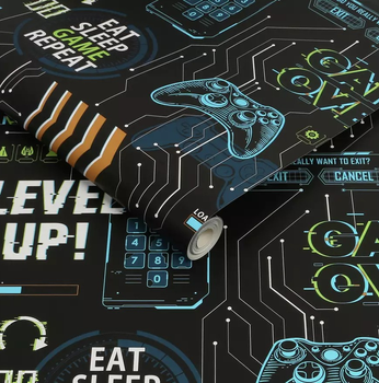 Шпалери GRAHAM & BROWN Fresco 113258 Game Over Сині/чорні/зелені (5011583464641)