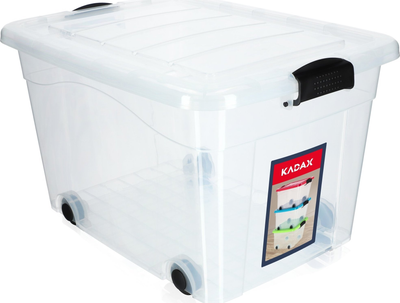 Koszyk-organizer Kadax z pokrywką na kółkach transparentny 60 l (5903699425879)