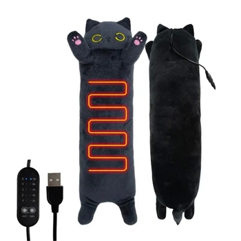Іграшка електрогрілка котик мʼяка, ЧОРНА
