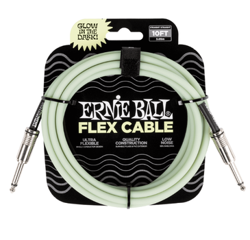 Кабель инструментальный Ernie Ball 6436 Flex Cable Glow in Dark 3м (10ft) Straight/Straight
