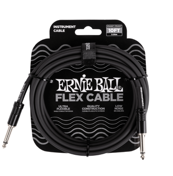 Інструментальний кабель Ernie Ball 6434 Flex Cable Black 3м (10ft) Straight/Straight