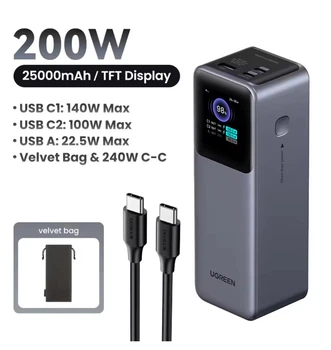 Портативный аккумулятор Павербанк UGREEN Nexode 25000mAh 200W PD3