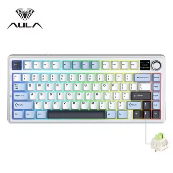 Клавіатура механічна безпровідна Aula F75 Max з RGB та підтримкою HOT SWAP White Blue