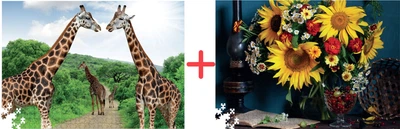 Набір пазлів Dream Group Toys Puzzle Сафарі 1000 елементів + Натюрморт Соняшники 1000 елементів (4820266221386/4820266221348)