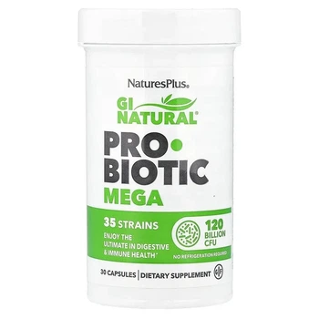 Пробіотики для травлення GI Natural Probiotic Mega 120 мільярдів КОЕ Nature's Plus, 30 капсул