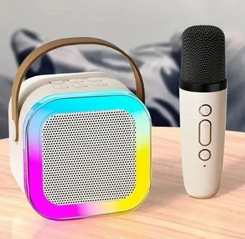 Мини-детское караоке K12 портативная Bluetooth колонка с микрофоном и LED-подсветкой