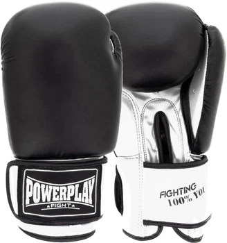 Боксерские перчатки PowerPlay 3004 Classic 14 унций Черно-Белые (PP_3004_14oz_Bl/White)