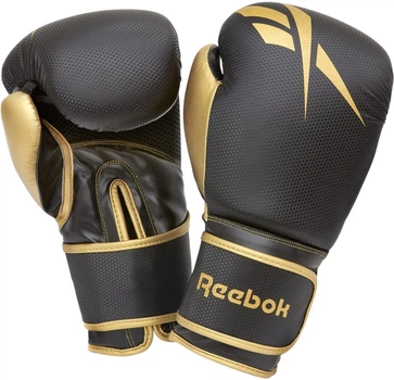 Боксерские перчатки Reebok Boxing Gloves 14 унций Черно-Золотые (885652010986)