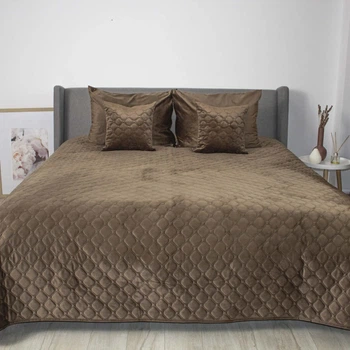 Покрывало евро ТЕП Velour Ромб круглый 4-00518_33945 240х260 см кофейное 5232745