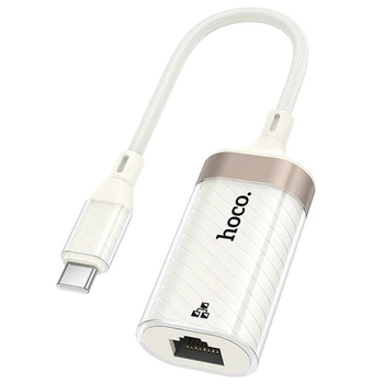 Переходник Hoco UA41B Crystal Type-C to RJ45 100 Mbs (0.15m) Apricot