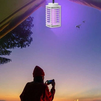 Электрическая лампа для насекомых с USB, электрическая сетка, петелька для подвешивания, белая