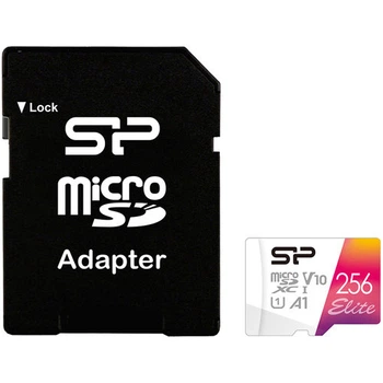 Карта памяти microSD 256Gb Silicon Power Elite Colorful Class 10 UHS-I V10 A1 + SD адаптер (SP256GBSTXBV1V20SP)