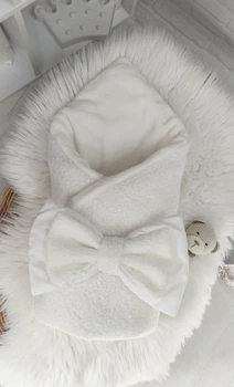 Конверт на выписку Зимний плюшевый Teddy одеяло конверт для новорожденного Молочный (SHd43)