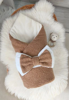 Конверт на витяг Зимовий плюшевий Teddy ковдру конверт для новонародженого Коричневий (SHd43)