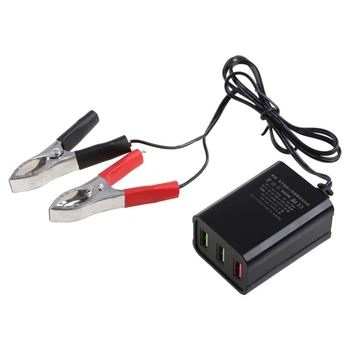 USB Зарядное устройство блок питания QC 3.0 от акб 12-24 в с зажимами для клемм