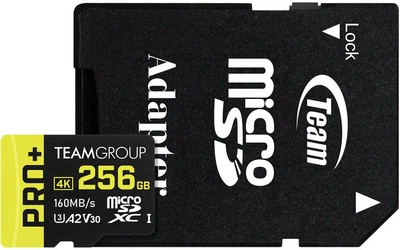 Карта пам'яті Team 256GB microSDXC class 10 UHS-I U3 V30 A1 Pro+ (TPPMSDX256GIA2V3003)