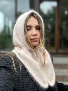 Капор з зав’язками і замком ангоровий Zefur One size бежевий