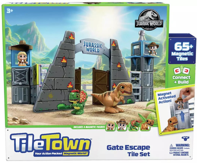 Zestaw zabawek Tile Town Jurassic World Dino Escape Magnetic Tiles (90307)