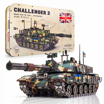 Деревянный 3D Пазл-Конструктор 58 см / 1052 шт “Танк CHALLENGER 2” (04107) THEGRAVIX