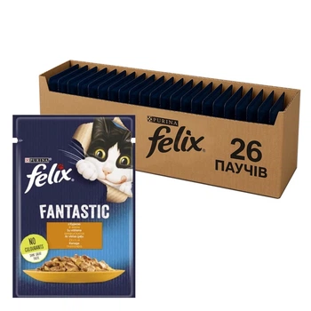 Вологий корм для котів Purina Felix Fantastic з куркою у желе (26х85г)