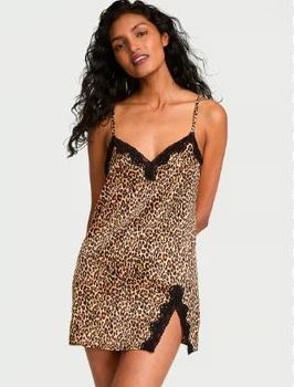 tease satin lace trim mini slip dress Victoria Secret Tease Satin Lace-Trim Mini