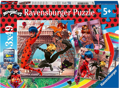 Пазл Ravensburger Miraculous Сонечко і Чорний Кіт 3 x 49 елементів 5189 (4005556051892)