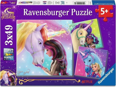 Пазл Ravensburger Netflix Unicorn Academy 3 x 49 елементів 12004163 (4005555041634)