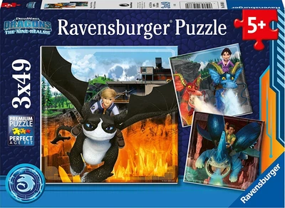 Пазл Ravensburger Dragons The Nine Realms 3 x 49 елементів 5688 (4005556056880)