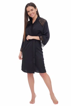Халат женский большого размера Martelle Lingerie М-208 42 (XL) Черный (MAR208083S)