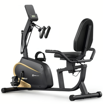 Велотренажер Hop-Sport HS-045L Volt золотистый. Горизонтальный, магнитный, для реабилитации, до 120 кг, для дома