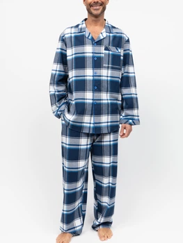 Піжама чоловіча (кофта+штани) Cyberjammies Frosty 3141-3142 тепла фланель 100% бавовна зимова колекція подарункова M Синій у клітку (5051877618466)