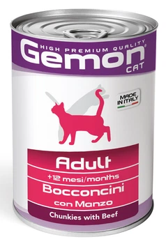 Вологий корм для котів GEMON Cat Wet Adult зі шматочками яловичини 415 г (70300704)