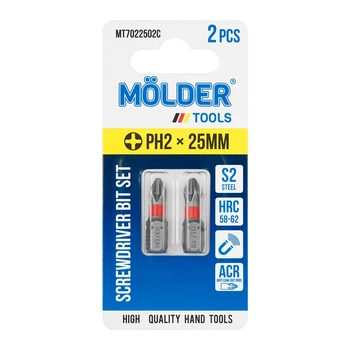 Набор бит Molder PH2x 25мм 2шт (цветная маркировка) MT7022502C