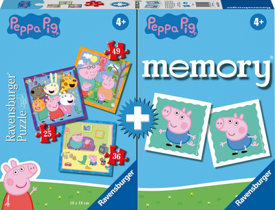 Пазл Ravensburger 3в1 Свинка Пеппа + Memory 25/36/49 елементів 3152 (4005556031528)