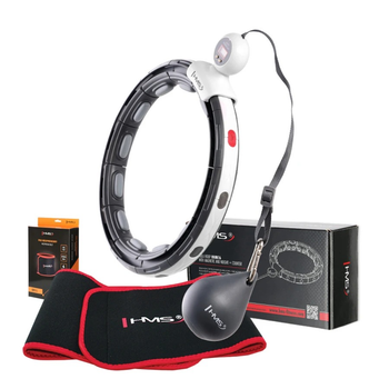 Zestaw HMS Hula hop magnetyczny HHM15 z licznikiem czarny + pas wyszczuplający BR163 czerwony (5907695511864)