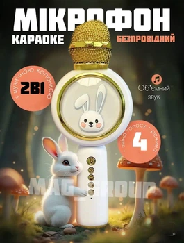 Беспроводной микрофон караоке для детей колонка Bluetooth 2в1