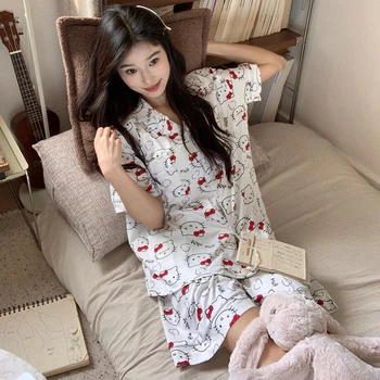 Піжама для дівчаток підлітків Hello Kitty: сорочка + шорти, біла, 152–160 см (10749)