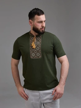 Чоловіча футболка вишиванка Kogut Аскольд M Хакі (KOGFCHASKHAKO)