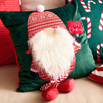 Poszewka Homla Maeve ze świątecznym skrzatem Zielona 45 x 45 cm (5906496709197)